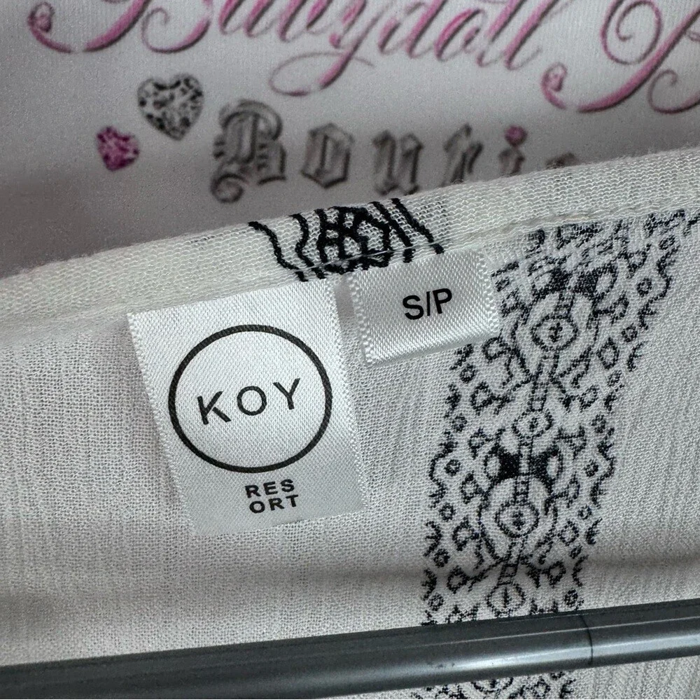Koy resort tank top long style tassle ties  Black White Striped Sleeveless Top